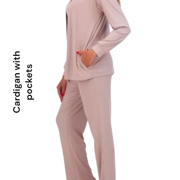 Live 2 Lounge | 3 Piece Women's Lounge Set Cooling Effects | Tan | M = 8/10 - Picture 3 of 8